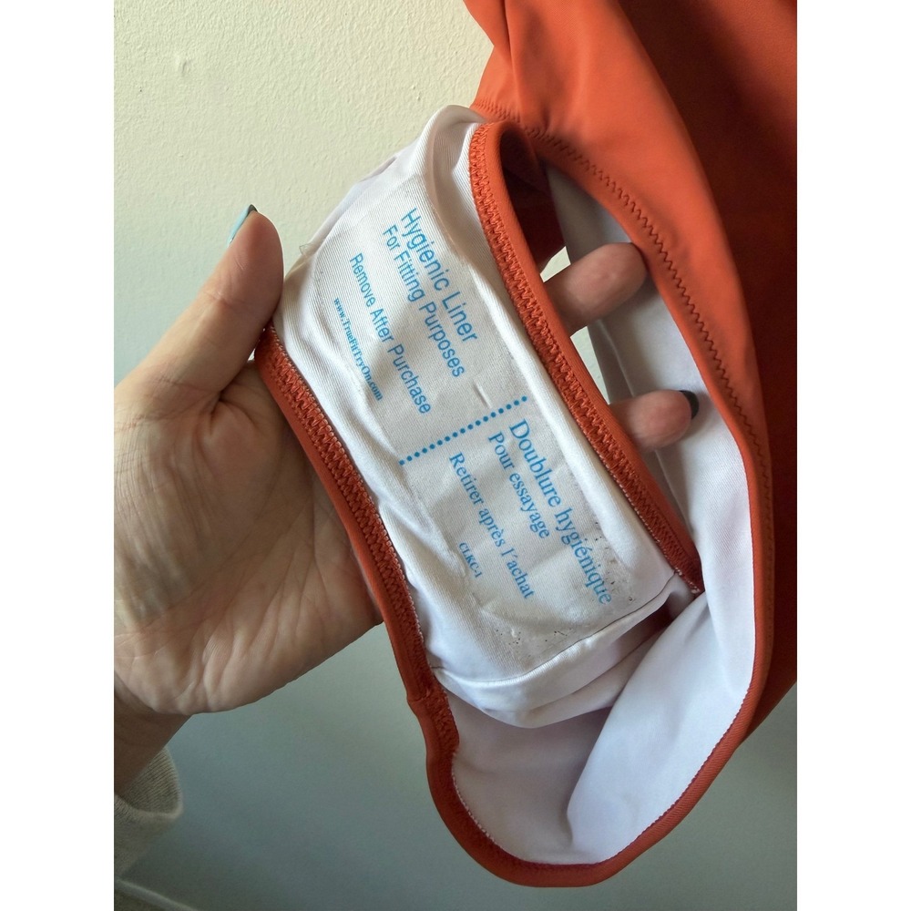 PINK Victoria's Secret Burnt Orange Tie Shoulder One Piece Swimsuit XXL NEW - Picture 6 of 7